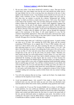 Professor Leighton`s rules for thesis writing 1. We are story tellers