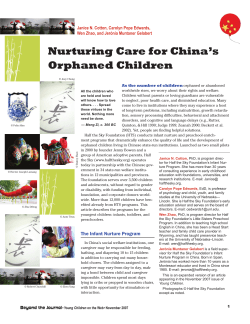 Nurturing Care for China`s Orphaned Children