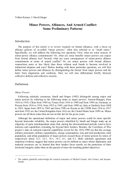 Minor Powers, Alliances, And Armed Conflict: Some