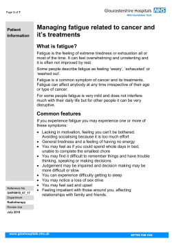 Managing fatigue related to cancer and it`s treatments