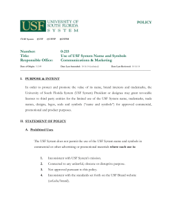 POLICY Number: 0-215 Title: Use of USF System Name and