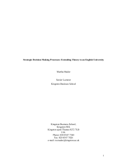 1 Strategic Decision Making Processes: Extending Theory to an