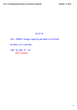 10-17-14 Repeating Decimals to Fractions.notebook