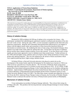 Applications of Proton Beam Radiation June 2008