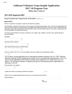 Lutheran Volunteer Corps Sample Application 2017