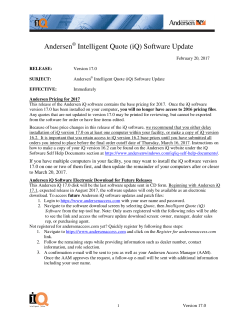 Andersen Intelligent Quote (iQ) Software Update