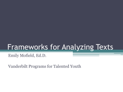 Frameworks for Analyzing Texts - Vanderbilt Programs for Talented