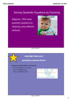 Solving Quadratic Equations by Factoring