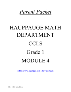 Parent Packet HAUPPAUGE MATH DEPARTMENT CCLS Grade 1