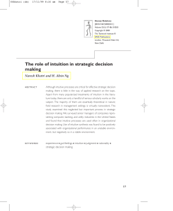 The role of intuition in strategic decision making
