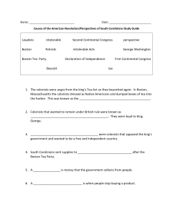 Loyalists intolerable Second Continental Congress perspective