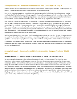 Sunday February 28 &ndash; Amherst Island Hawks and Owls