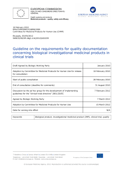 Guideline on quality for biological IMPs