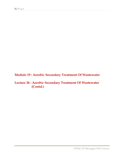 Module 19 : Aerobic Secondary Treatment Of Wastewater