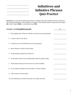 Infinitives and Infinitive Phrases