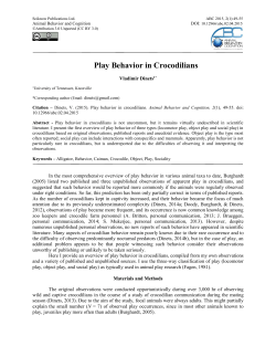Play Behavior in Crocodilians - Animal Behavior and Cognition