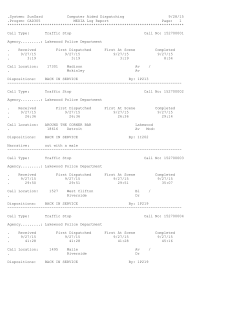 Police Call Log - September 27, 2015