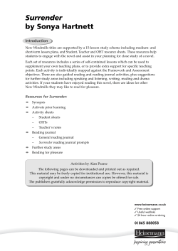 Surrender Teaching resource sheets