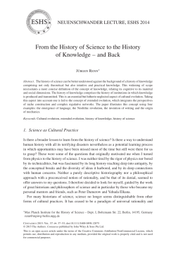 From the History of Science to the History of Knowledge -