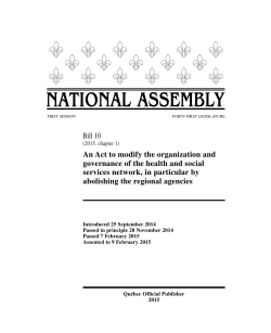 An Act to modify the organization and