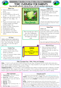 TOPIC OVERVIEW FOR PARENTS Rainforests