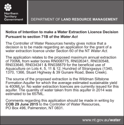 Notice of Intention - Water Extraction Licence Decision