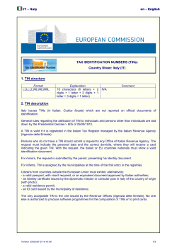 TAX IDENTIFICATION NUMBERS (TINs) Country Sheet