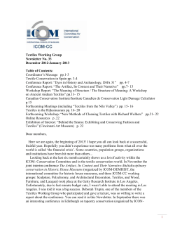 ICOM-CC Textiles Working Group Newsletter with a review of the