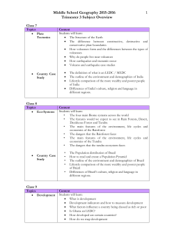 Middle School Geography 2015-2016 Trimester 3 Subject Overview