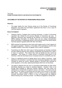 Cabinet Paper on the Outcomes of the Review of Franchising