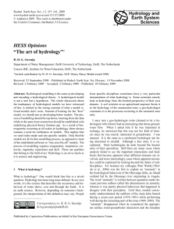 HESS Opinions &ldquo;The art of hydrology&rdquo;