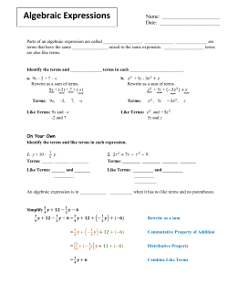 Algebraic Expressions