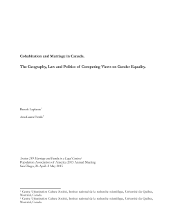 Cohabitation and Marriage in Canada. The Geography