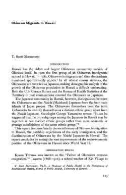 Okinawa Migrants to Hawaii Y. Scott Matsumoto