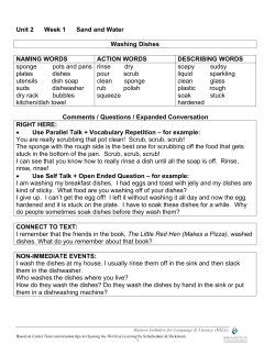 Unit 2 Week 1 Sand and Water Washing Dishes NAMING WORDS