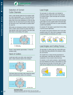 General Milling Application Data - Milling 101