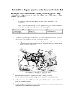 Potential Open Response Questions for the American Revolution Test