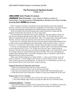 The Provisions for Spiritual Growth 1 Peter 2:1-3