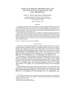 effects of species, specimen size, and heating rate on char yield and