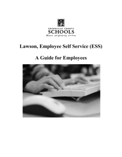 Lawson, Employee Self Service (ESS) A Guide for Employees