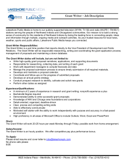 Grant Writer &ndash; Job Description