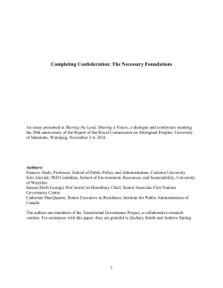 Completing Confederation: The Necessary