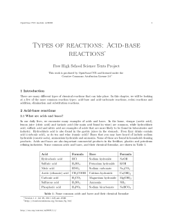 Types of reactions: Acid-base reactions