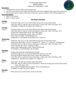 Coral Springs High School Weekly Bulletin August 29&ndash; September 2