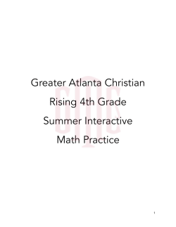 Rising 4th Grade Summer Packet - Greater Atlanta Christian Schools