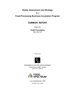 Needs Assessment and Strategy Food