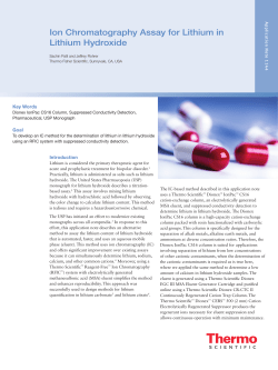 Ion Chromatography Assay for Lithium in Lithium Hydroxide