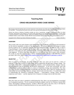 Teaching Note CRAIG KIELBURGER VIDEO CASE SERIES