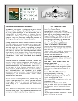 2016 Schedule of Events - Houghton County Historical Society