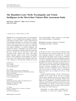 The Hannibal Lecter Myth: Psychopathy and Verbal Intelligence in